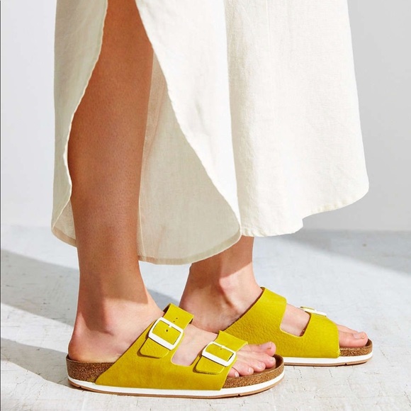 yellow birkenstocks